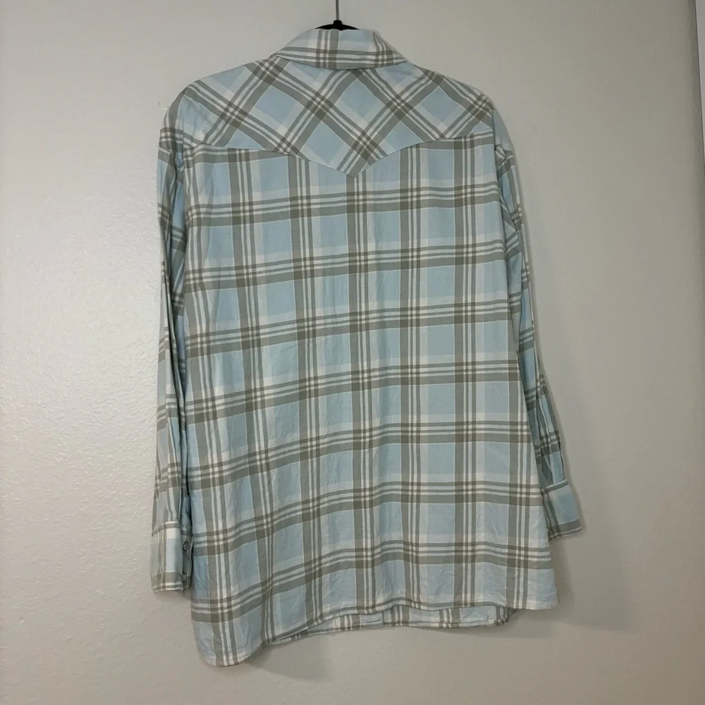 Levi’s Men Light Blue Plaid Long Sleeve Soft Flannel Shirt